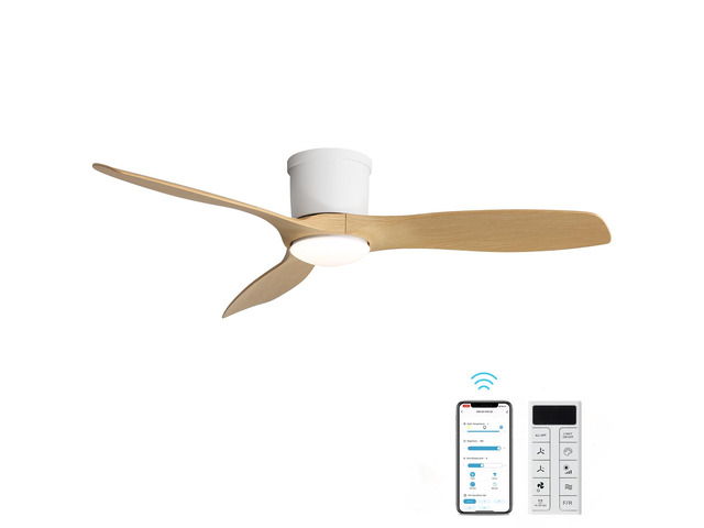 52 Inch Matte White Smart Ceiling Fan with Light 3 ABS Blades DC Motor and Reversible Function