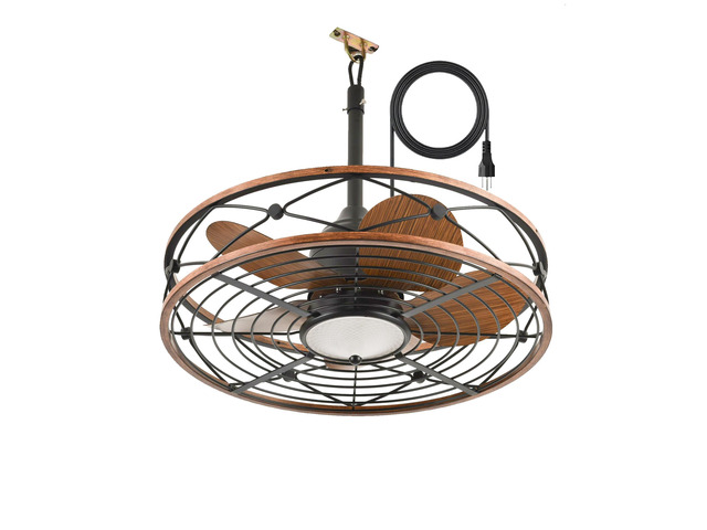 20' Outdoor Ceiling Fan with Remote Control. With Light,5 PCS ABS Blades,Quiet DC Motor 6 Speed Levels,Adjust Height( 3 PCS Rod) Reversible Ceiling...