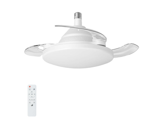 Bulb-Type Small Size Ceiling Fan With Retractable Blades, Indoor Ceiling Fan With Light with Remote Control, Noiseless Reversible Motor, 6 Speed...