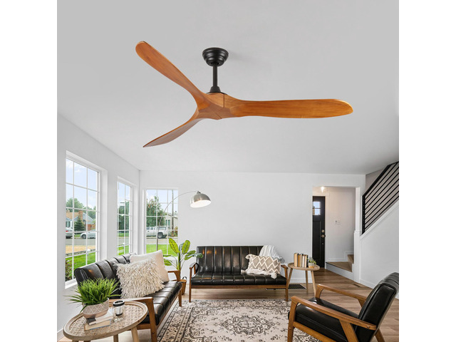 60 in. Indoor Farmhouse Black Wood Ceiling Fan with Remote Control for Living Room or Patio