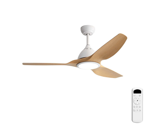 52 Inch Ceiling Fan with Light 22W 3 Color Dimmable LED Memory Function Ultra Quiet Reversible DC Motor 1H 4H 8H Timer for Large Rooms