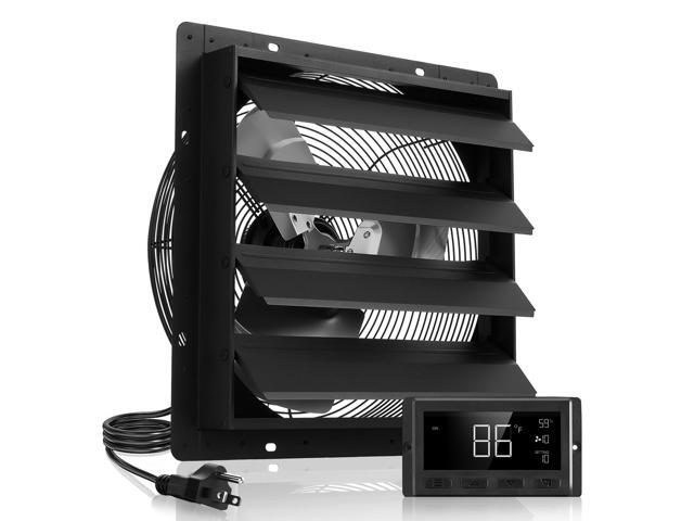 16 inch Shutter Exhaust Fan, Wall Mounted Attic Vent Fan with Smart Programming Variable Speed Temperature Control, 2900 CFM,EC Motor,Timer, for.