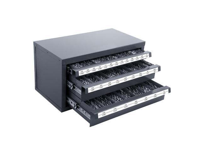 Drill Bit Dispenser Cabinet, Three-Drawer Drill Bit Organizer Cabinet for 1/16' to 1/2', Steel Drill Dispenser Organizer Cabinet with Labels,.