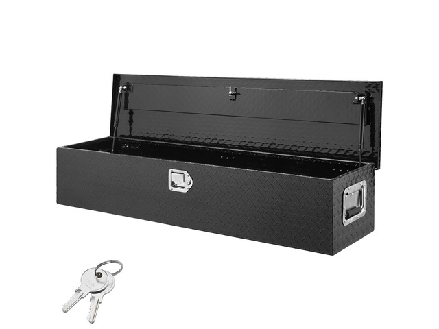 Heavy Duty Aluminum Truck Bed Tool Box, Diamond Plate Tool Box with Side Handle and Lock Keys, Storage Tool Box Chest Box Organizer for Pickup,...