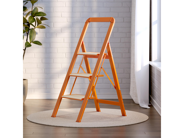 3 Step Ladder Folding Step Stool for Adults with Wide Anti-Slip Pedal, Aluminium Lightweight Foldable Step Ladders for Home Kitchen Office, 450 lbs...