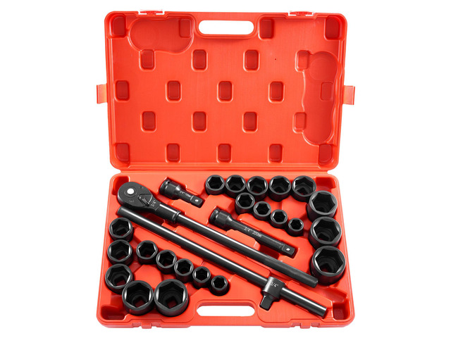 Impact Socket Set 3/4 Inches 27 Piece SAE 7/8 to 2 Inches and Metric 22 to 50 mm