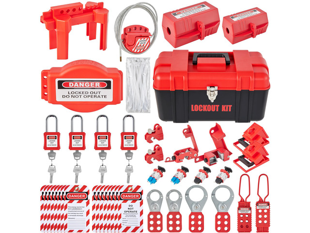 42 PCS Lockout Tagout Kits, Electrical Safety Loto Kit Includes Padlocks, 5 Kinds of Lockouts, Hasps, Tags & Ties, Box, Lockout Safety Tools for...