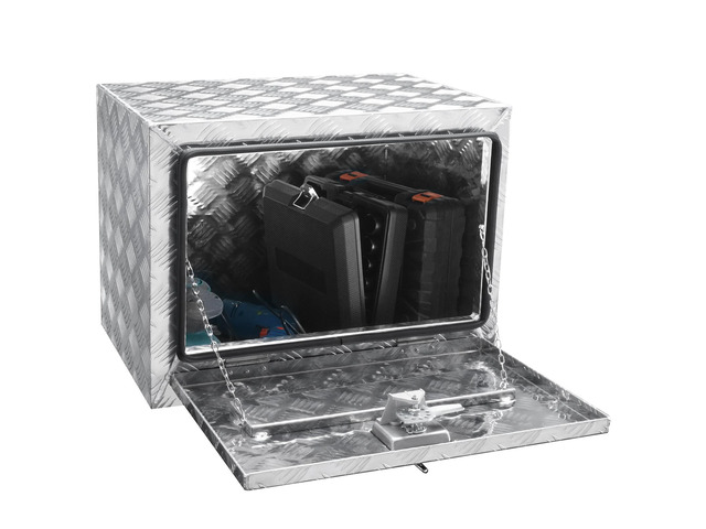 Underbody Truck Box, 24'×17'×18' Pickup Storage Box, Heavy Duty Aluminum Diamond Plate Tool Box with Lock and Keys, Waterproof Trailer Storage Box...
