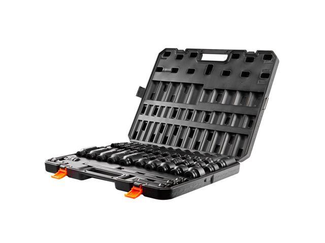 Impact Sockets Set 43pcs 6-Point 1/2in Drive Bit Ratchet Tool Kit Case