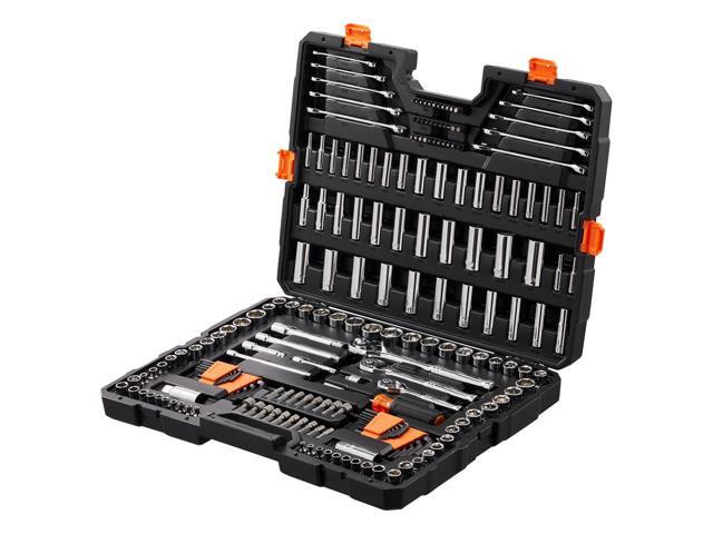Mechanics Tool Set and Socket Set, 1/4' 3/8' 1/2' Drive Deep and Standard Sockets, 205 Pcs SAE and Metric Mechanic Tool Kit with Bits, Combination...