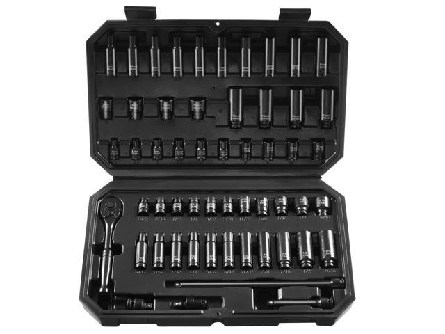 Impact Sockets Set 55pcs 6-Point 1/4' Drive Bit Ratchet Tool Kit Case