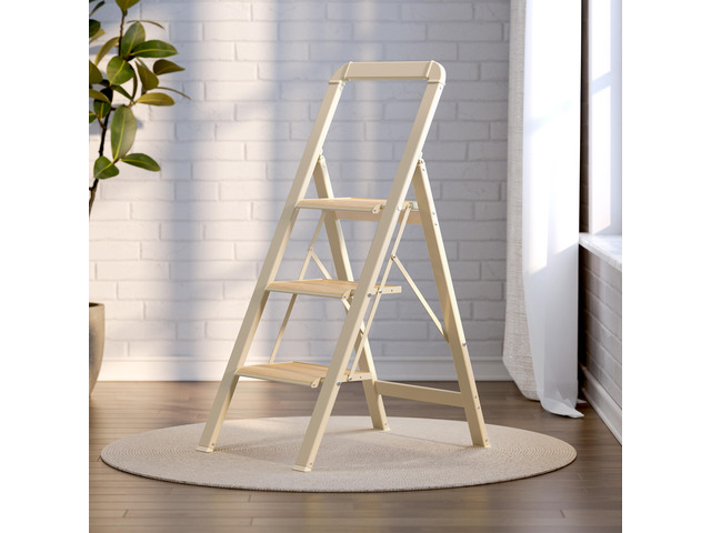 3 Step Ladder Folding Step Stool for Adults with Wide Anti-Slip Pedal, Aluminium Lightweight Foldable Step Ladders for Home Kitchen Office, 450 lbs...