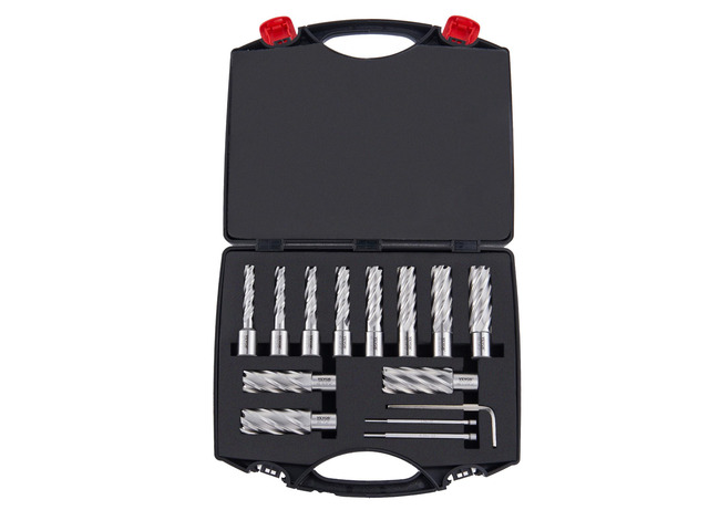 nnular Cutter Set, 13 pcs Weldon Shank Mag Drill Bits, 7/16' to 1-1/16' Cutting Diameter, 2' Cutting Depth, M2AL HSS, with 2 Pilot Pins, Hex Wrench...