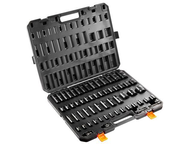 Impact Sockets Set 59pcs 6-Point 3/8' & 1/2' Drive Bit Ratchet Tool Kit