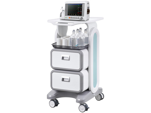 3 Tiers Lab Carts Mobile Medical Cart with 2 Drawers & 1 Top Tray White, Trolley Storage Cart with ABS Material, Lab Rolling Cart with 4 Silent...