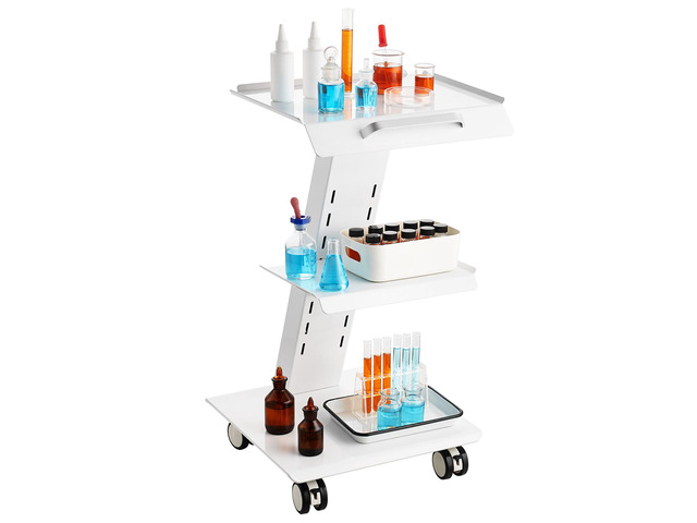 Lab Trolley, Rolling Lab Cart with Built-in Socket, 3-Layer Metal Mobile Trolley, Tray Rolling Clinic Cart with Swivel Wheels, 220 lbs Weight...