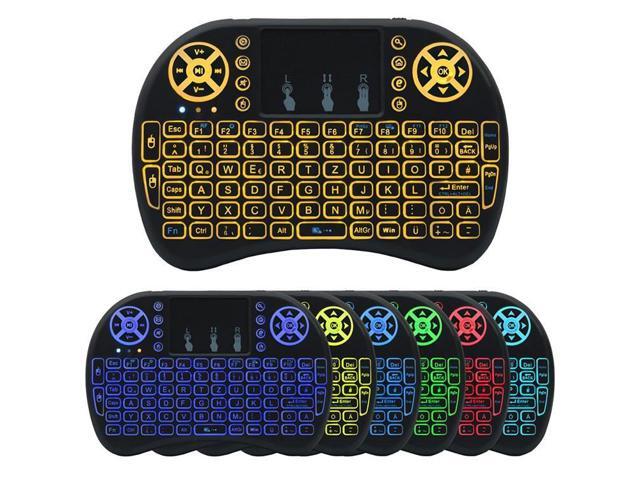 i8 Wireless Mini Keyboard & Air Mo Remote Lithium Battery, Tri-color Backlight, and RGB Running Light Effect