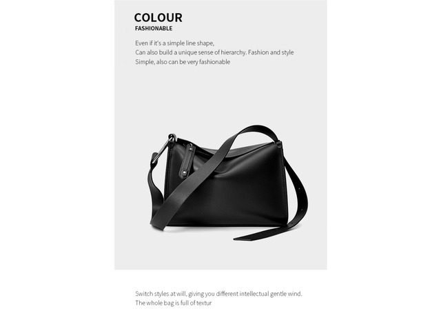 Women Tote Bag Retro Genuine Leather Crossbody Bag Black