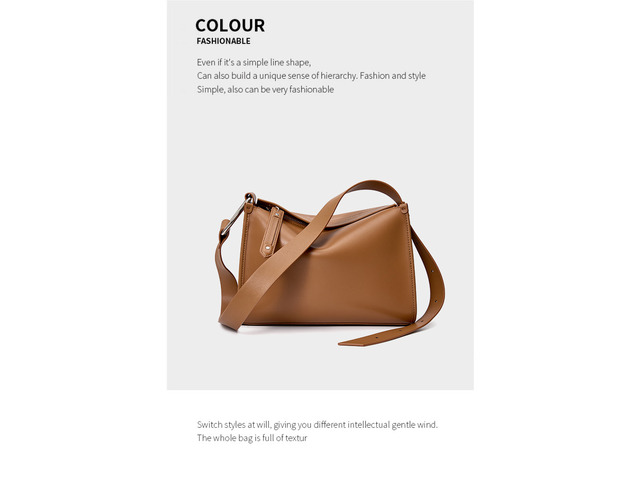 Women Tote Bag Retro Genuine Leather Crossbody Bag Brown