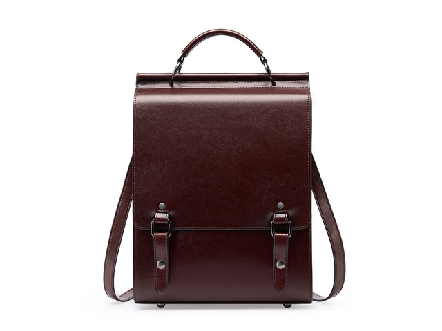 Genuine Leather Backpack British College Style Backpack Purple