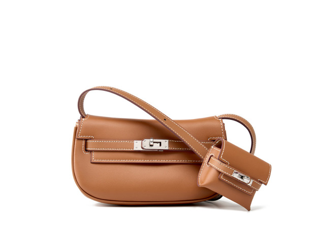 Genuine leather Moove Kelly Mini Multi Functional Saddle Women's Bag Brown