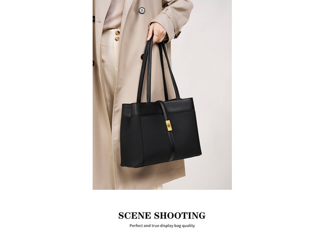 Genuine Leather Women Tote Bags Black