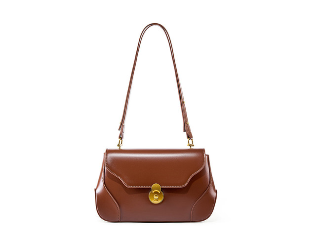 Genuine Leather Womens Fashion Shoulder Bags Brown