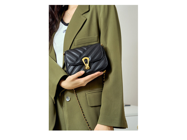 Women Small Genuine Leather Shoulder Handbag Black