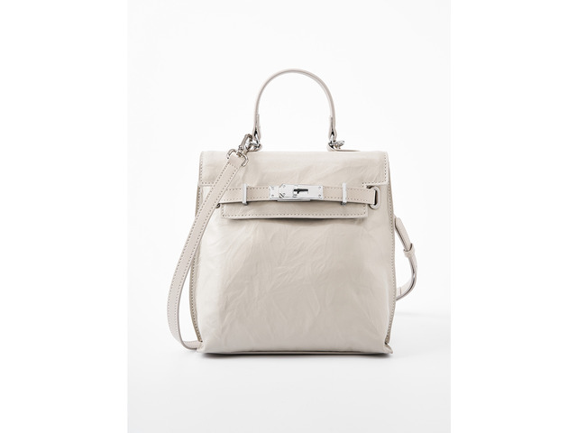 Genuine Leather Women Backpack Travel Bag White