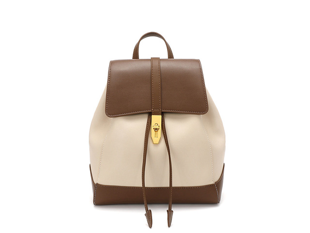 Genuine Leather Women Backpack Brown