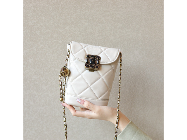 Genuine Leather Cute Tote Handbags Crossbody Bag with Long Strap White