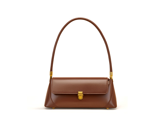 Genuine Leather Fashion Platinum Bag Cross Shoulder Women's Handbag Brown