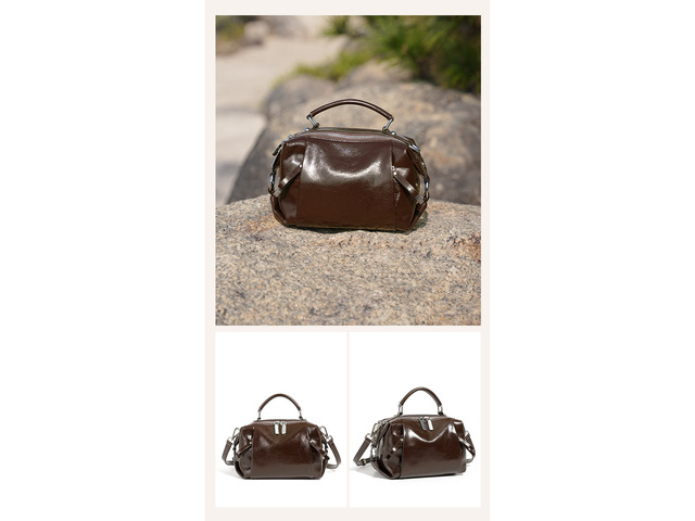 Genuine Leather Women Purses and Handbags Shoulder Tote Bags Brown