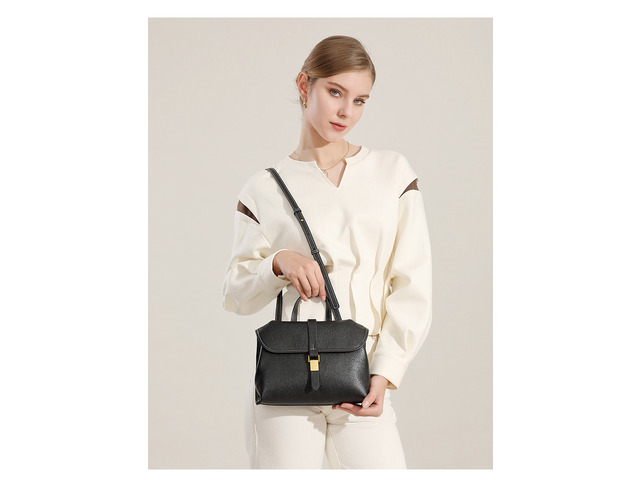 Genuine Leather Women Handbag and Purse Black