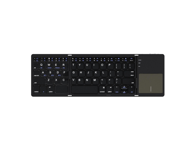 Tri-fold Bluetooth Keyboard with Touchpad Compatible with Smartphones, Ipad, and Laptops Black