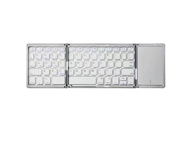 New Portable Ultra-Slim Wireless Mini Tri-Fold Bluetooth Keyboard with Touchpad For Phones, Ipad, and Office Silver