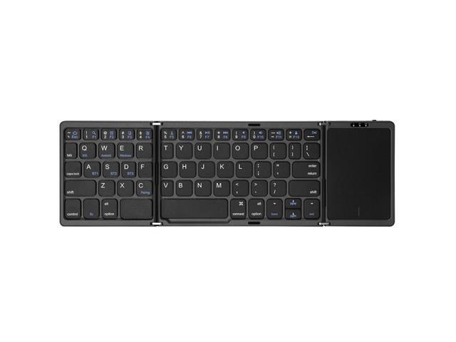 New Portable Ultra-Slim Wireless Mini Tri-Fold Bluetooth Keyboard with Touchpad For Phones, Ipad, and Office Black