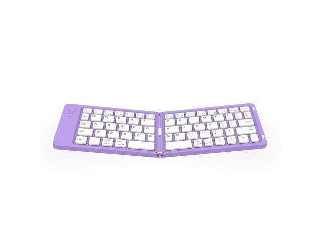 Wireless Foldable Bluetooth Keyboard Mini Portable Keyboard for Laptops, Smartphones, and Office Purple
