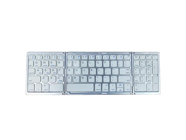 Tri-fold Mini Wireless Bluetooth Keyboard Ultra-slim, Portable, and Universal for Ipad, Smartphones, and Laptops Silver