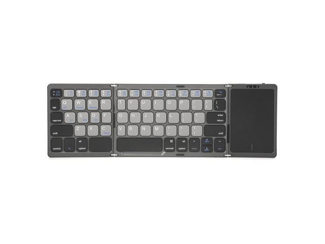 New Portable Ultra-Slim Wireless Mini Tri-Fold Bluetooth Keyboard with Touchpad For Phones, Ipad, and Office Black and Grey
