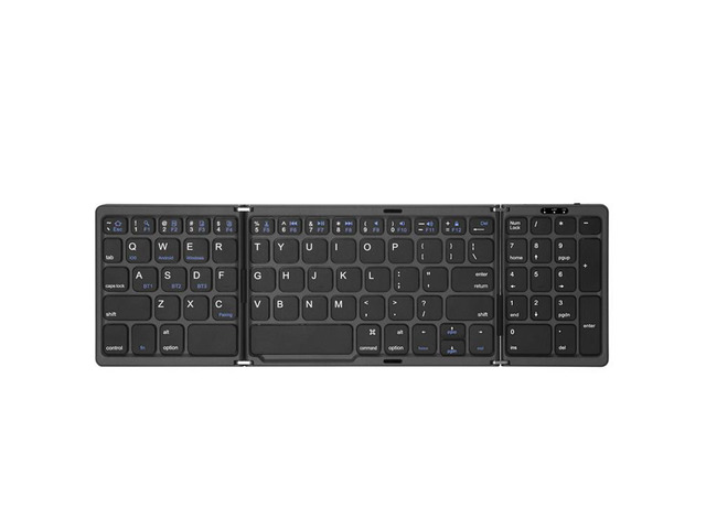Tri-fold Mini Wireless Bluetooth Keyboard Ultra-slim, Portable, and Universal for Ipad, Smartphones, and Laptops Black