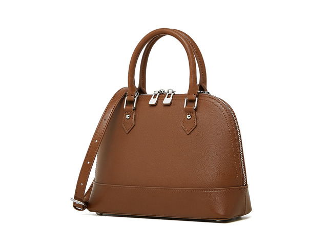 Genuine Leather Women Large Capacity Top-handle Hobo Bag Brown