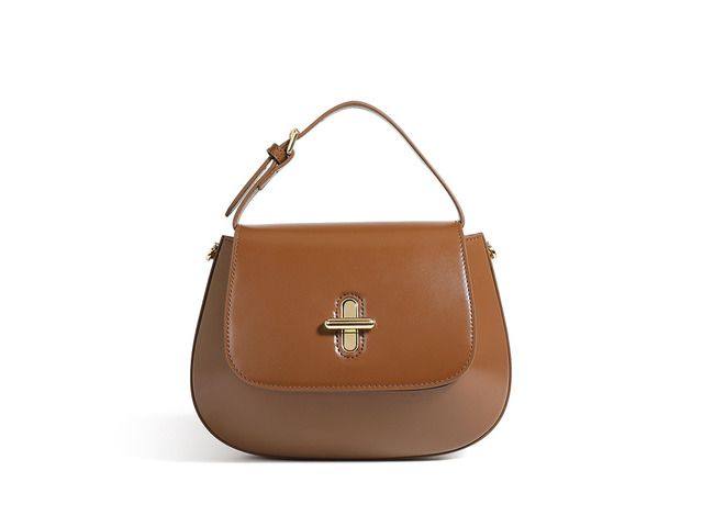 Genuine Leather Women Shoulder Bag Vintage Crossbody Purse Handbag Brown
