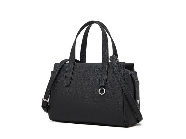Genuine Leather Shoulder Bag Top-handle Handbag Black