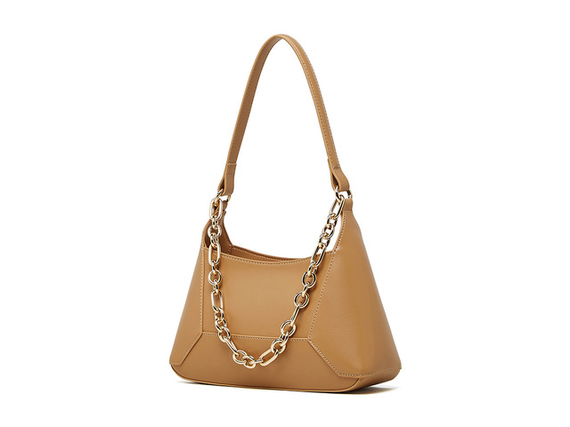 Genuine Leather Women Crossbody Handbag Apricot