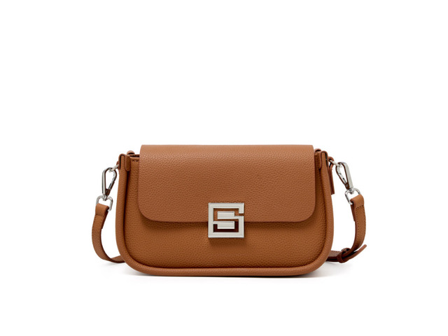 Genuine Leather Women TOGO Shoulder Cross Bag Brown