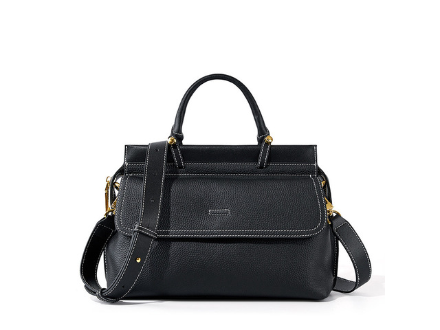 Genuine Leather Women Western Shoulder Handbag Black