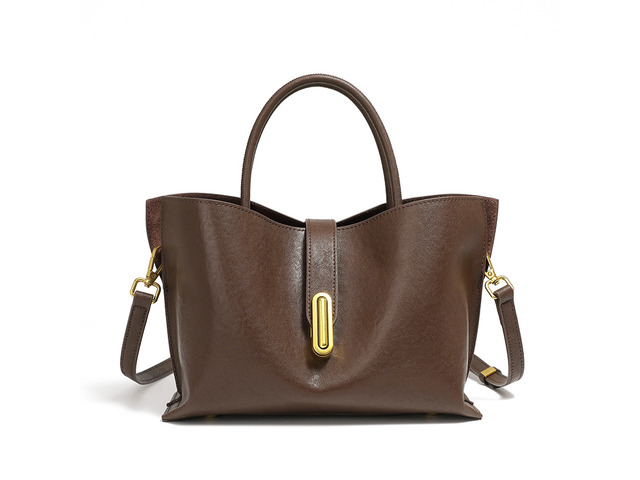 Genuine Leather Women Crossbody Bags Women's Tote Shoulder Bag Brown