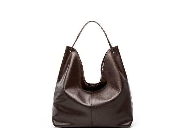 Genuine Leather Women Satchel Bags Handle Shoulder Handbags Brown