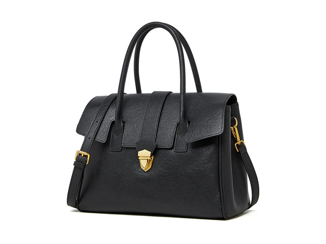 Genuine Leather Women Handbag and Shoulder Bag Black